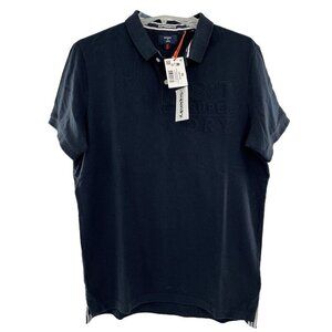 Superdry Men's Classic Embossed Pique Polo shirt Size XL Black NWT